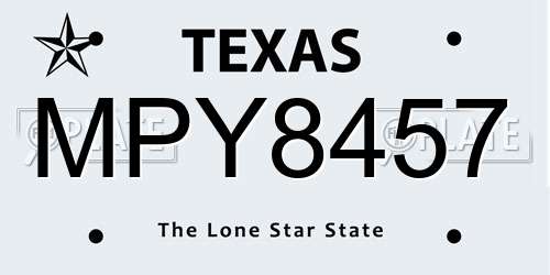 MPY8457 Texas License Plate