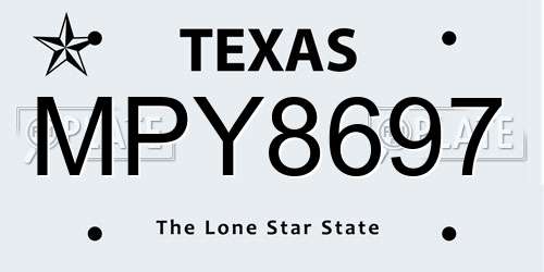 MPY8697 Texas License Plate