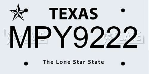 MPY9222 Texas License Plate