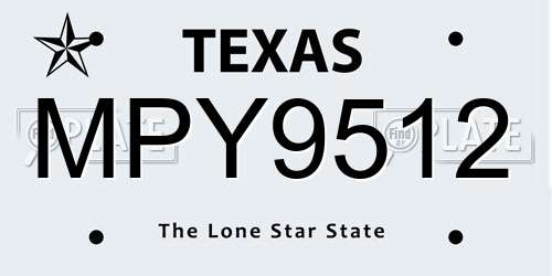 MPY9512 Texas License Plate