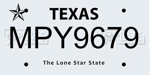 MPY9679 Texas License Plate
