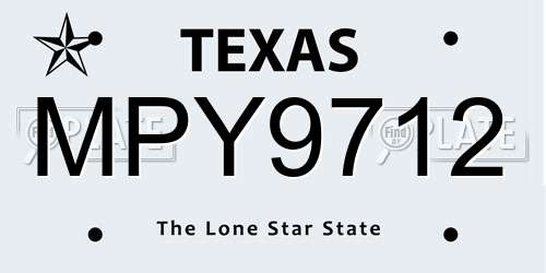 MPY9712 Texas License Plate