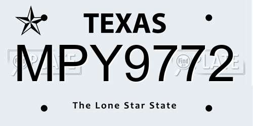 MPY9772 Texas License Plate