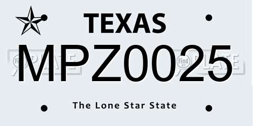 MPZ0025 Texas License Plate