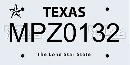 MPZ0132 Texas License Plate