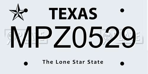 MPZ0529 Texas License Plate