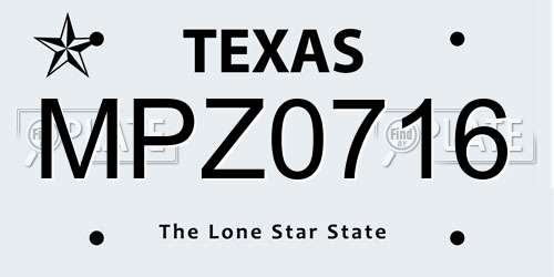 MPZ0716 Texas License Plate