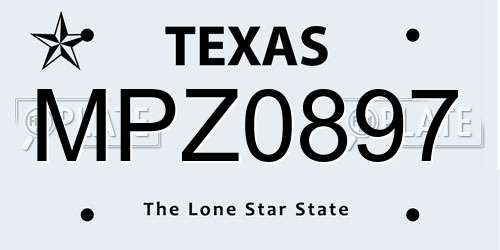 MPZ0897 Texas License Plate