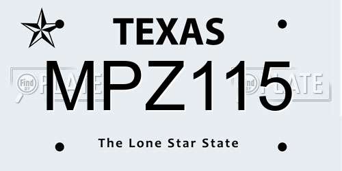 MPZ115 Texas License Plate
