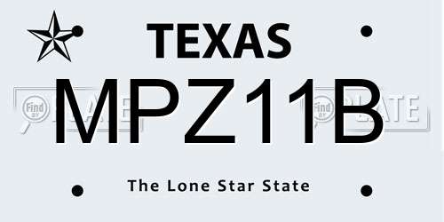 MPZ11B Texas License Plate