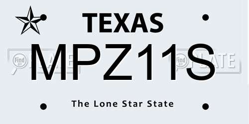 MPZ11S Texas License Plate