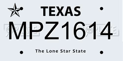 MPZ1614 Texas License Plate