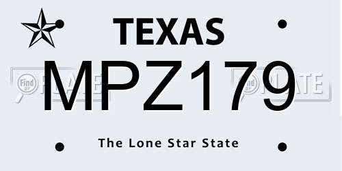MPZ179 Texas License Plate