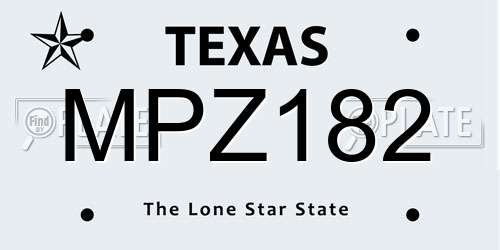 MPZ182 Texas License Plate