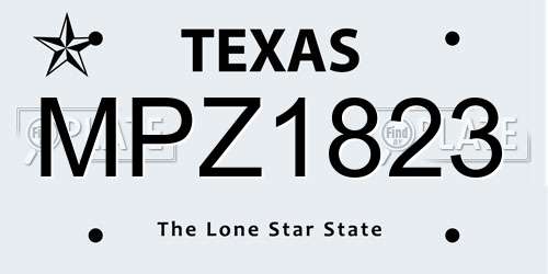 MPZ1823 Texas License Plate