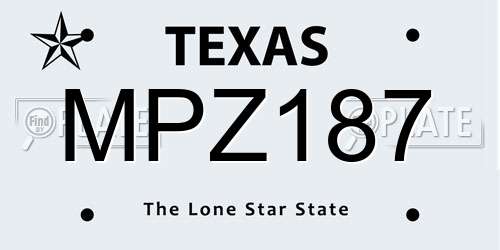 MPZ187 Texas License Plate
