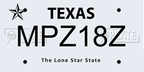 MPZ18Z Texas License Plate