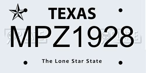 MPZ1928 Texas License Plate