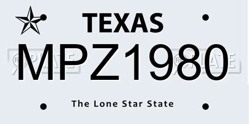 MPZ1980 Texas License Plate