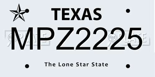 MPZ2225 Texas License Plate