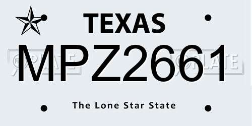 MPZ2661 Texas License Plate