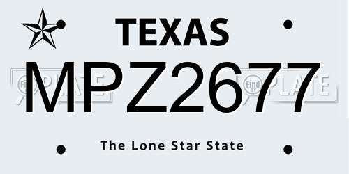MPZ2677 Texas License Plate