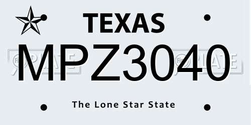 MPZ3040 Texas License Plate
