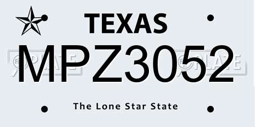 MPZ3052 Texas License Plate