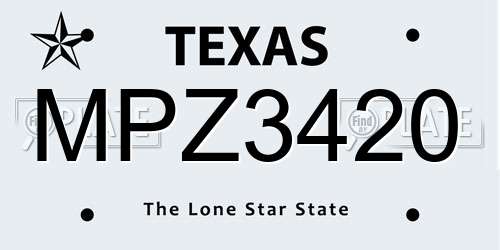 MPZ3420 Texas License Plate