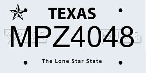 MPZ4048 Texas License Plate