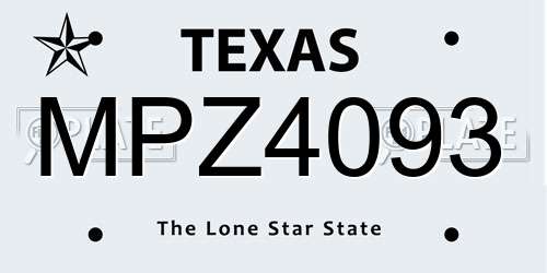MPZ4093 Texas License Plate