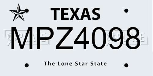 MPZ4098 Texas License Plate