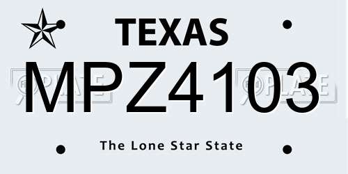 MPZ4103 Texas License Plate