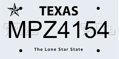 MPZ4154 Texas License Plate