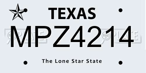 MPZ4214 Texas License Plate