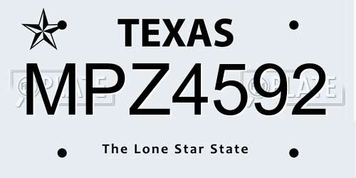 MPZ4592 Texas License Plate