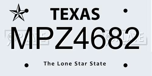 MPZ4682 Texas License Plate