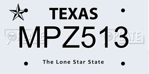 MPZ513 Texas License Plate