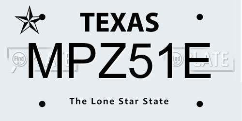 MPZ51E Texas License Plate