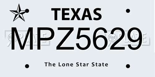 MPZ5629 Texas License Plate