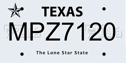 MPZ7120 Texas License Plate