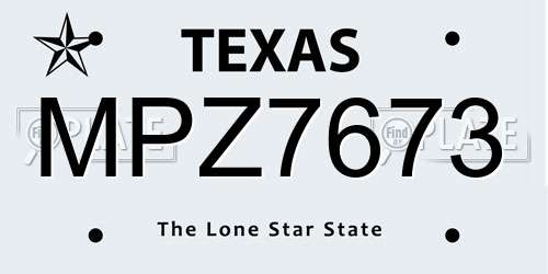 MPZ7673 Texas License Plate