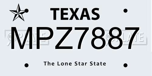 MPZ7887 Texas License Plate