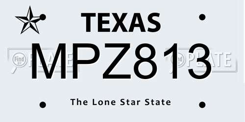 MPZ813 Texas License Plate