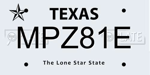 MPZ81E Texas License Plate