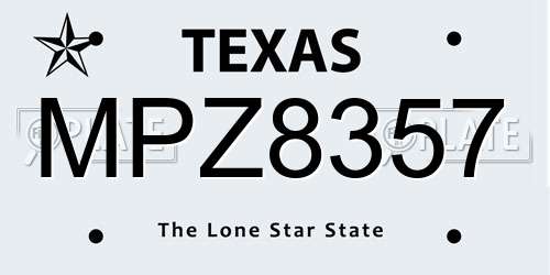 MPZ8357 Texas License Plate