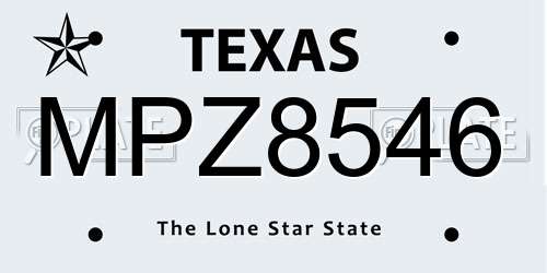 MPZ8546 Texas License Plate