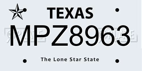 MPZ8963 Texas License Plate