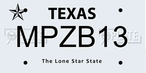 MPZB13 Texas License Plate