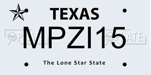 MPZI15 Texas License Plate